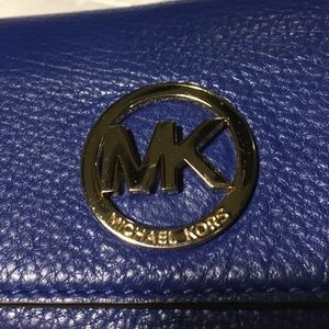 Michael Kors blue pebble leather wallet authentic